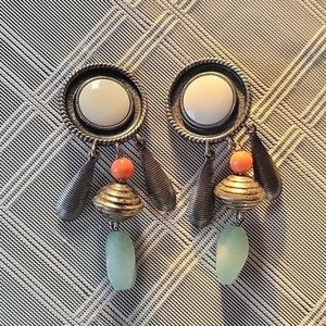 Vintage Mixed Materials Clip-on Earrings